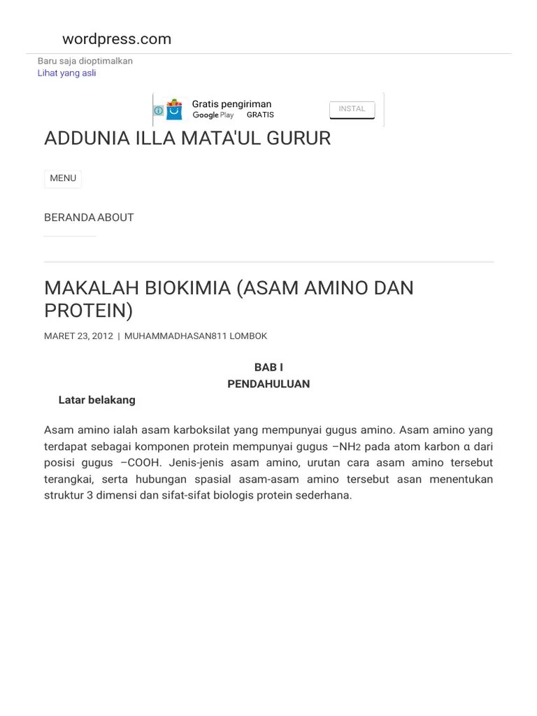 MAKALAH BIOKIMIA (Asam Amino dan Protein) Addunia Illa Mata'ul Gurur.pdf