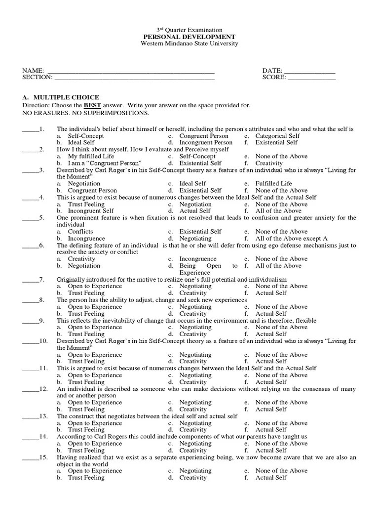3rd Quarter Examination SHS Puberty Adolescence