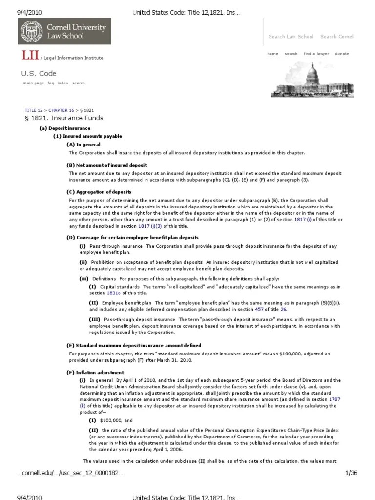 FDIC 12 USC 1821 Legal Information Institute Conservatorship Receivership