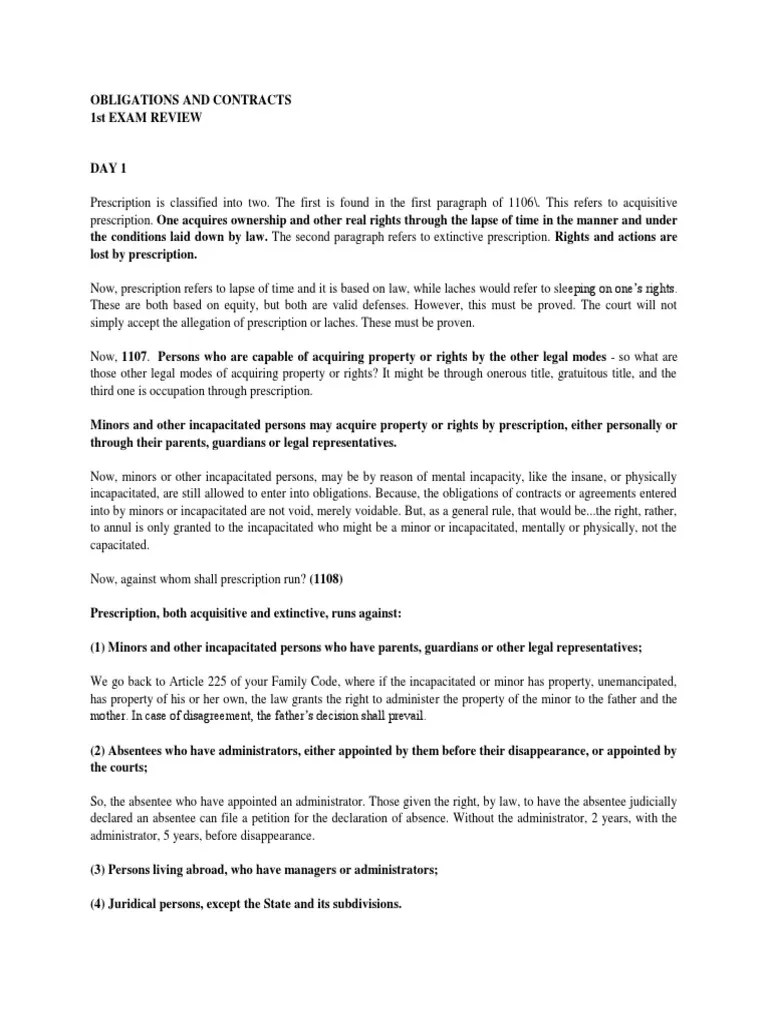 Oblicon 1st Exam Review PDF Statute Of Limitations Mortgage Law