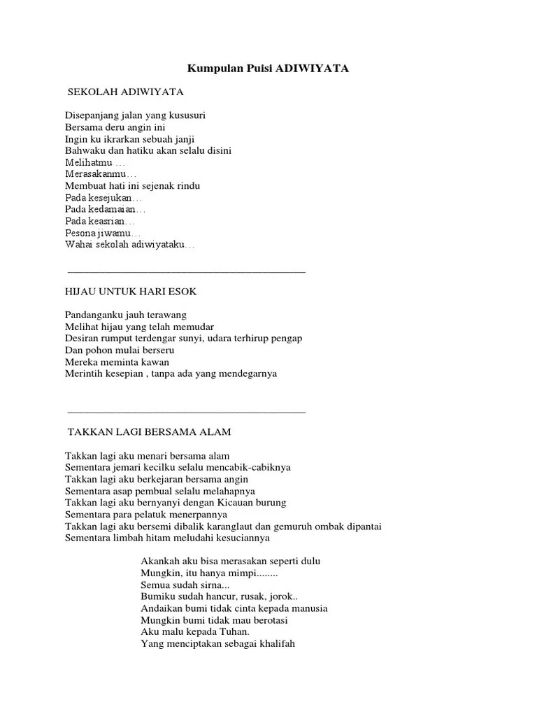 Puisi Adiwiyata Jiwaku
