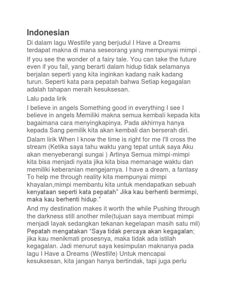 Arti Lagu I Have A Dream