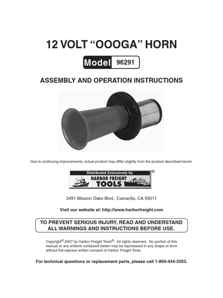 Harbor Freight “Oooga” horn 96291 Safety Personal Protective Equipment