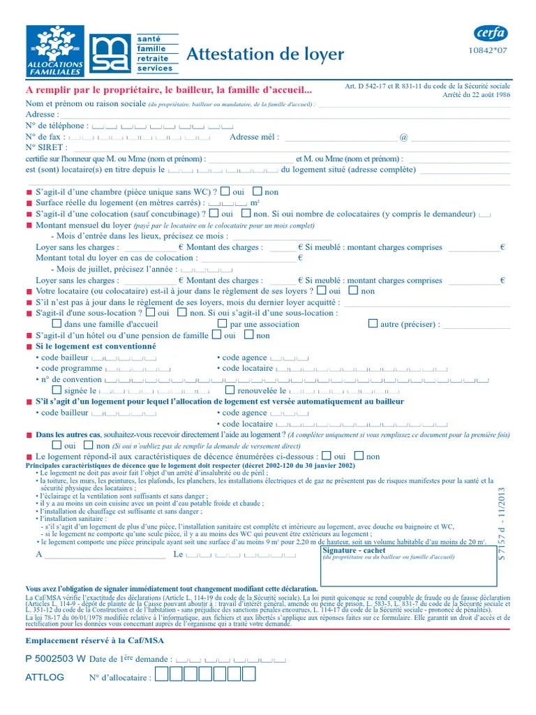 TÉLÉCHARGER ATTESTATION DE LOYER CAF GRATUITEMENT