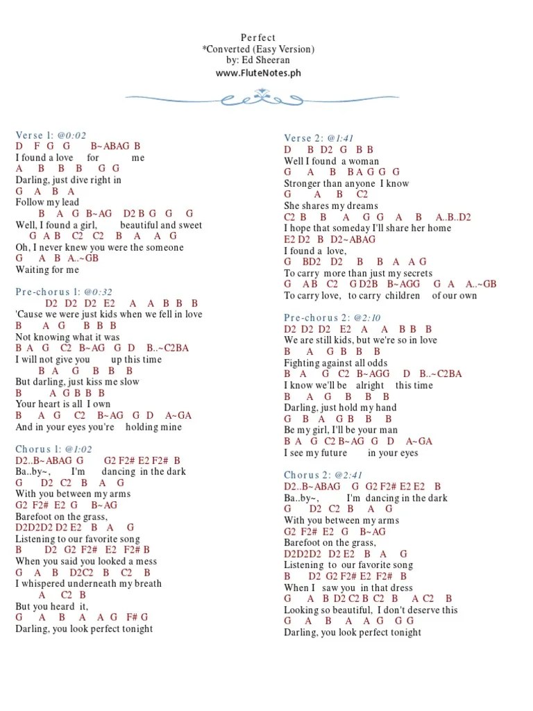 Perfect (Converted) Ed Sheeran | PDF | Number One Singles | Songs