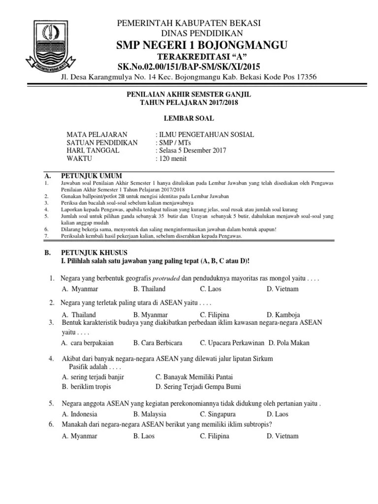 Soal Ips KLS 8 | PDF