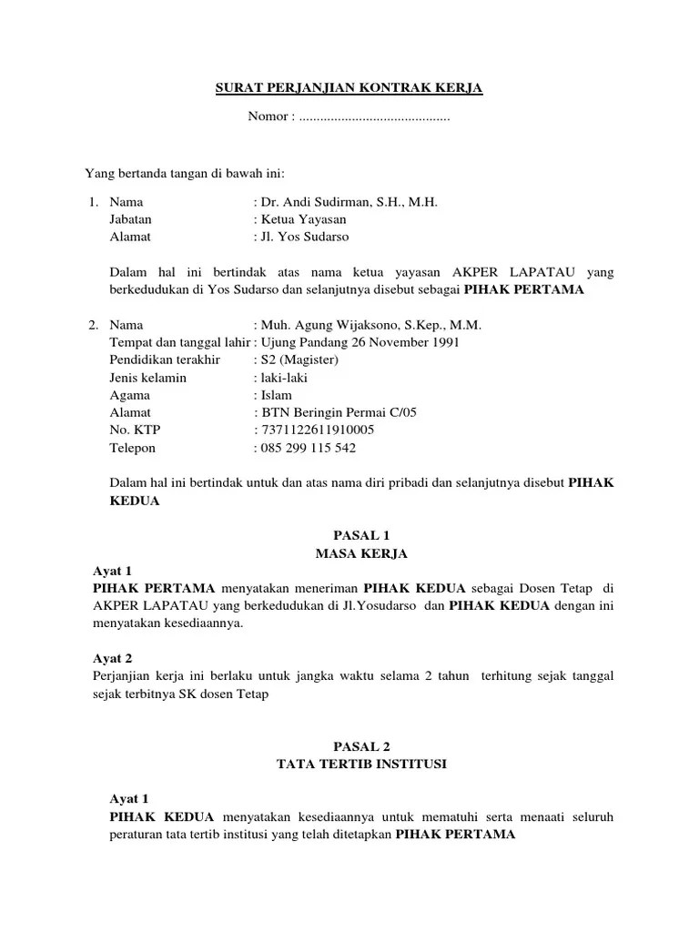 Surat Perjanjian Kontrak Kerjasama