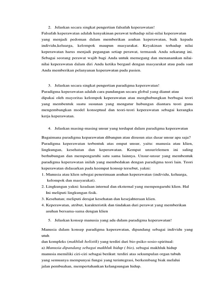 Jelaskan Secara Singkat Pengertian Falsafah Keperawatan | PDF