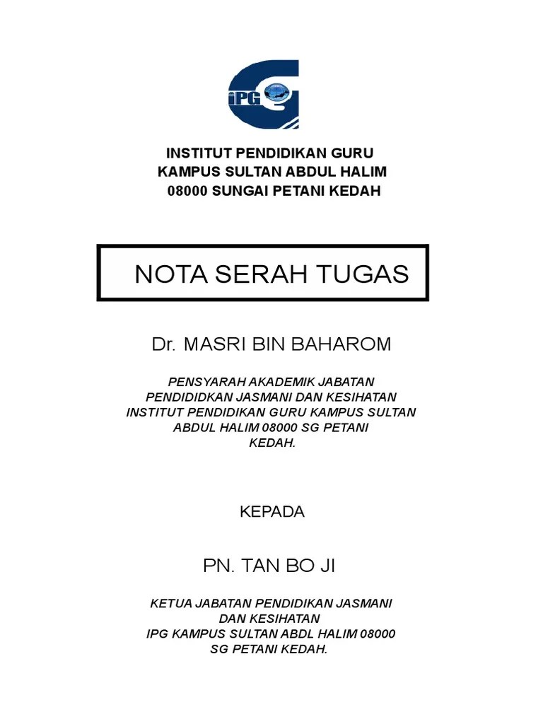 Contoh Surat Serah Tugas Penolong Kanan Pentadbiran - letter.7saudara.com