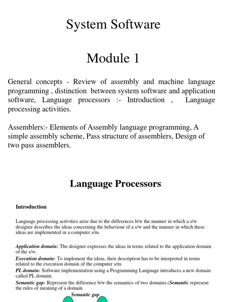 System Software Module 1 PDF Assembly Language Computer Program