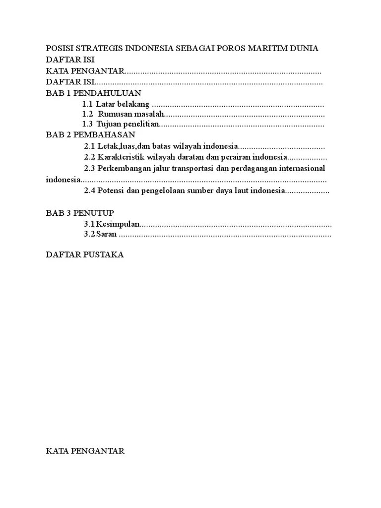 Makalah Indonesia Sebagai Poros Maritim Dunia Geografi - Contoh Makalah
