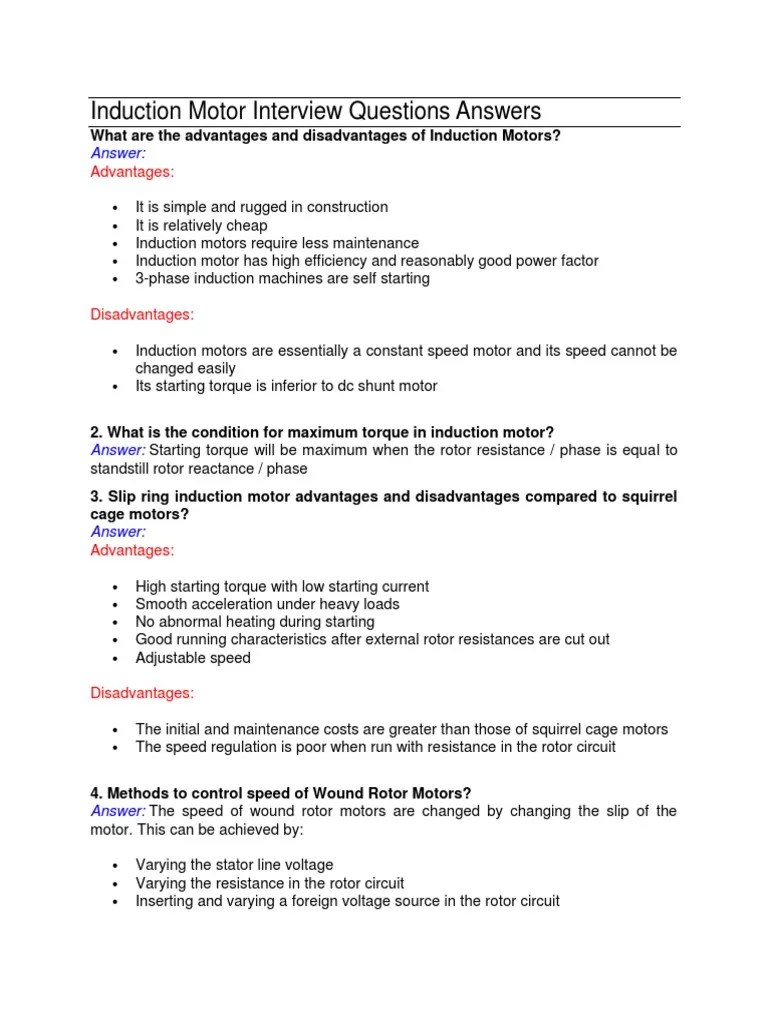 Induction Motor Interview PDF