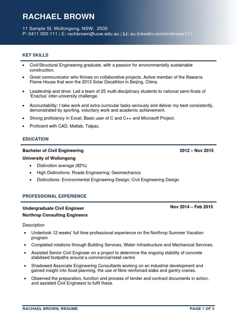 Senior Civil Engineer Resume PDF PDF Civil Engineering Volunteering