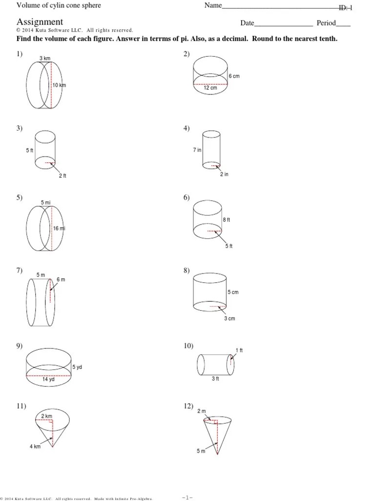 kutavolume of cylinder sphere cone Physical Quantities Euclidean