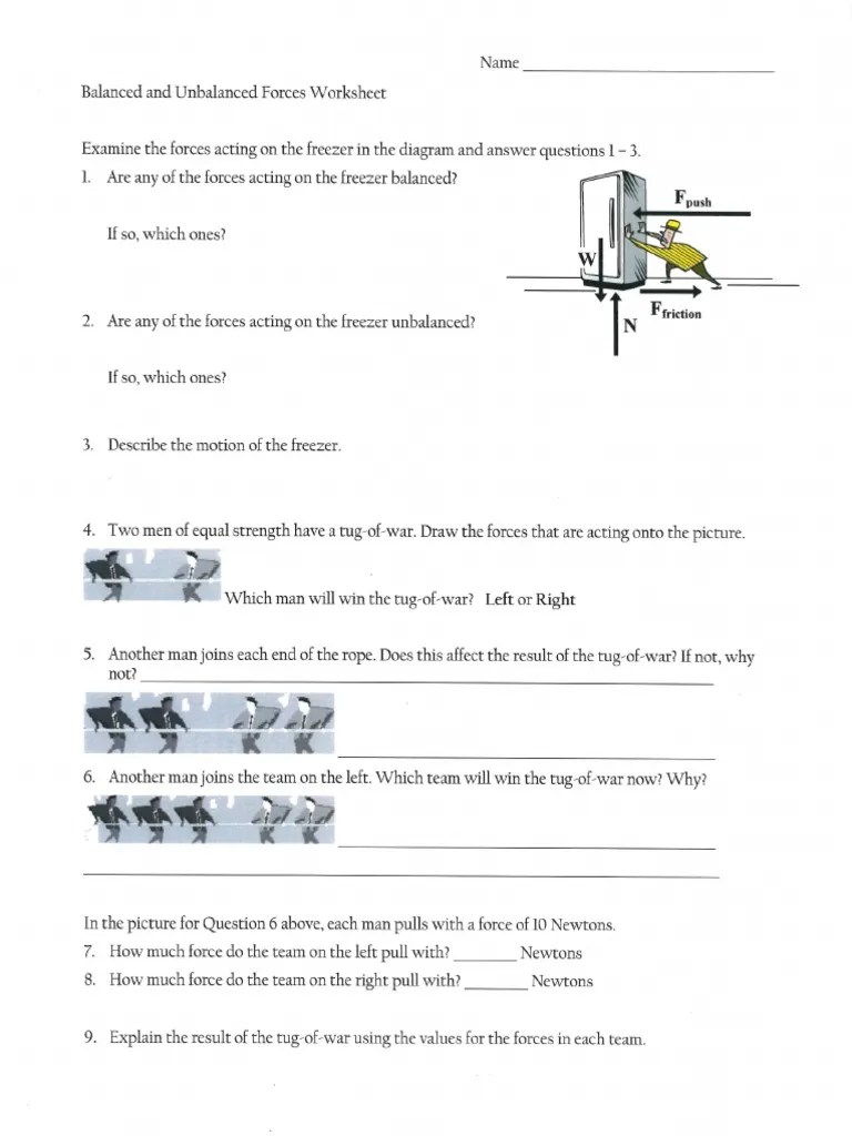 Forces Worksheet 11 Answer Key