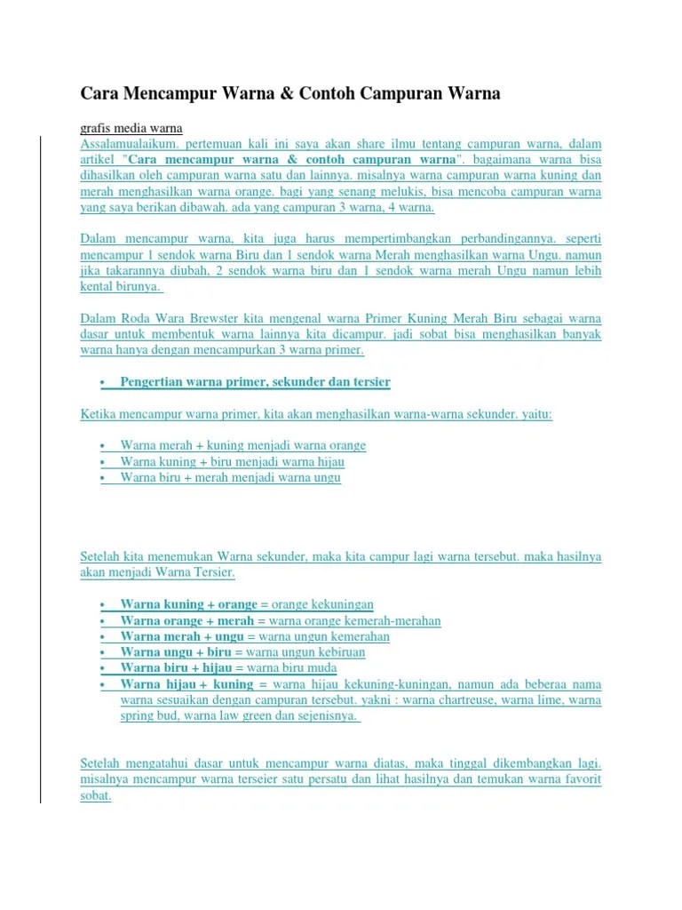 Cara Mencampur Warna | PDF