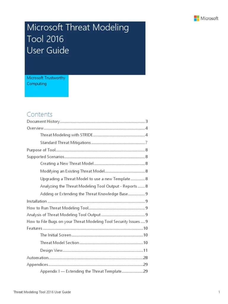 Threat Modeling Tool 2016 User Guide PDF Threat Transport Layer Security