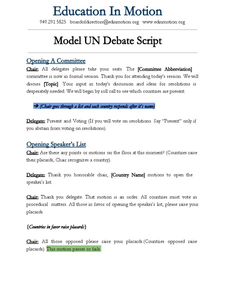 mun debate script Public Sphere Politics