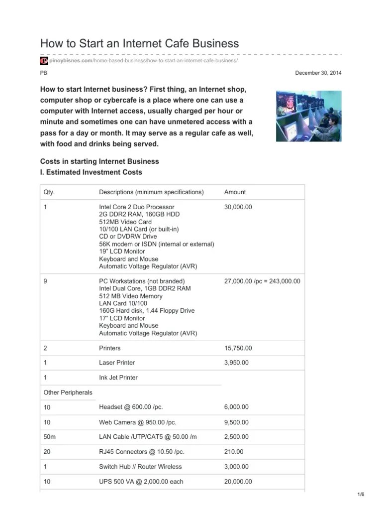 How To Start An Cafe Business PDF Personal Computers