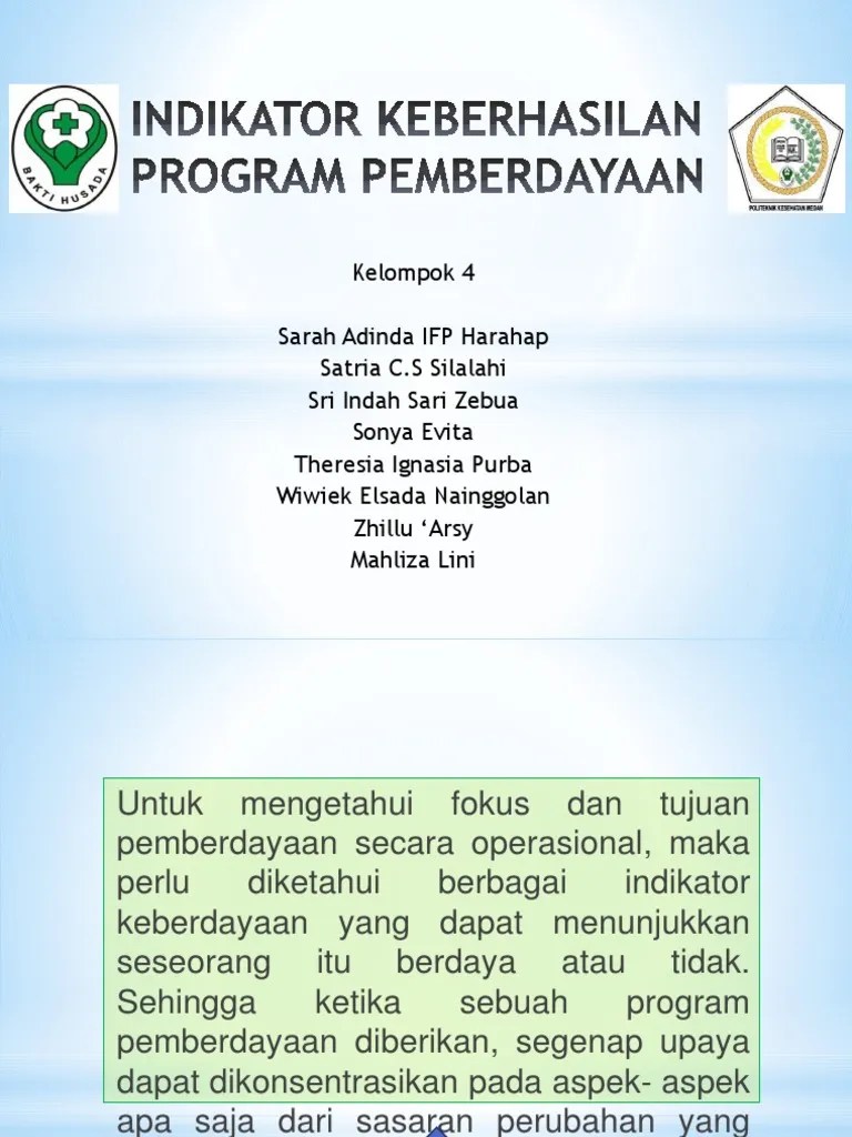 Indikator Keberhasilan Program Pemberdayaan