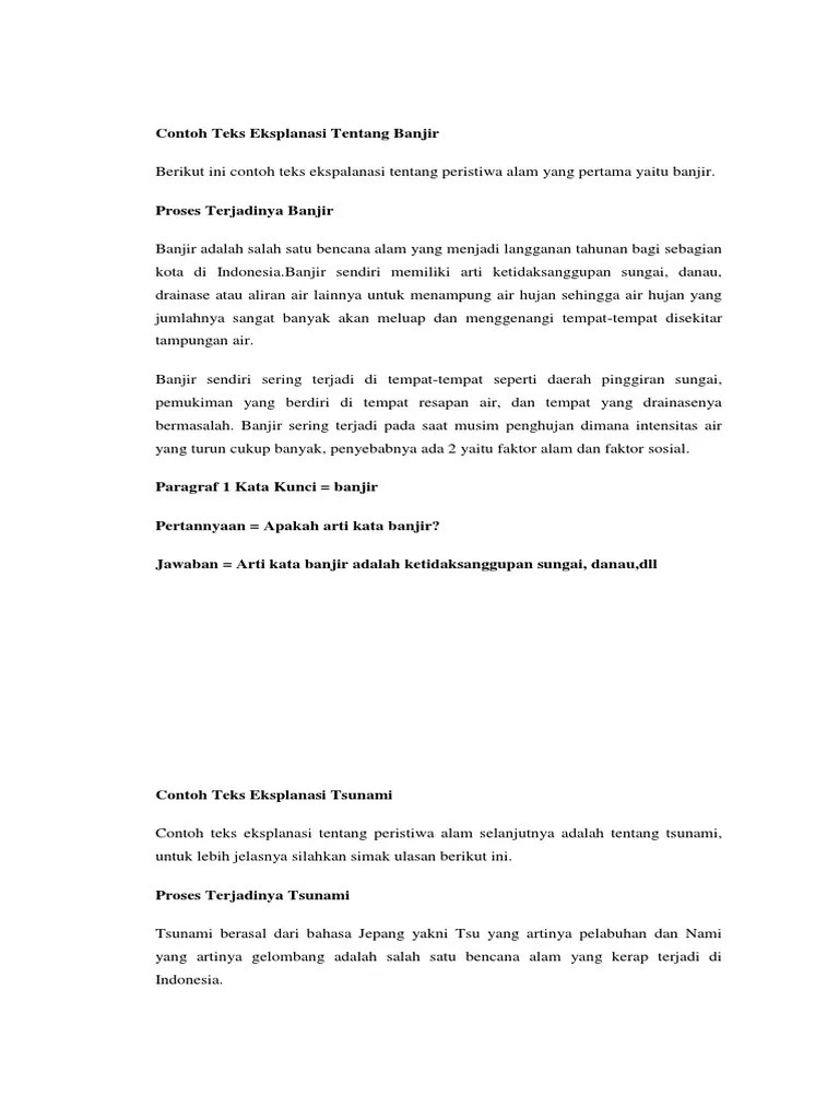 Tercepat Contoh Teks Eksplanasi Bencana Alam Banjir