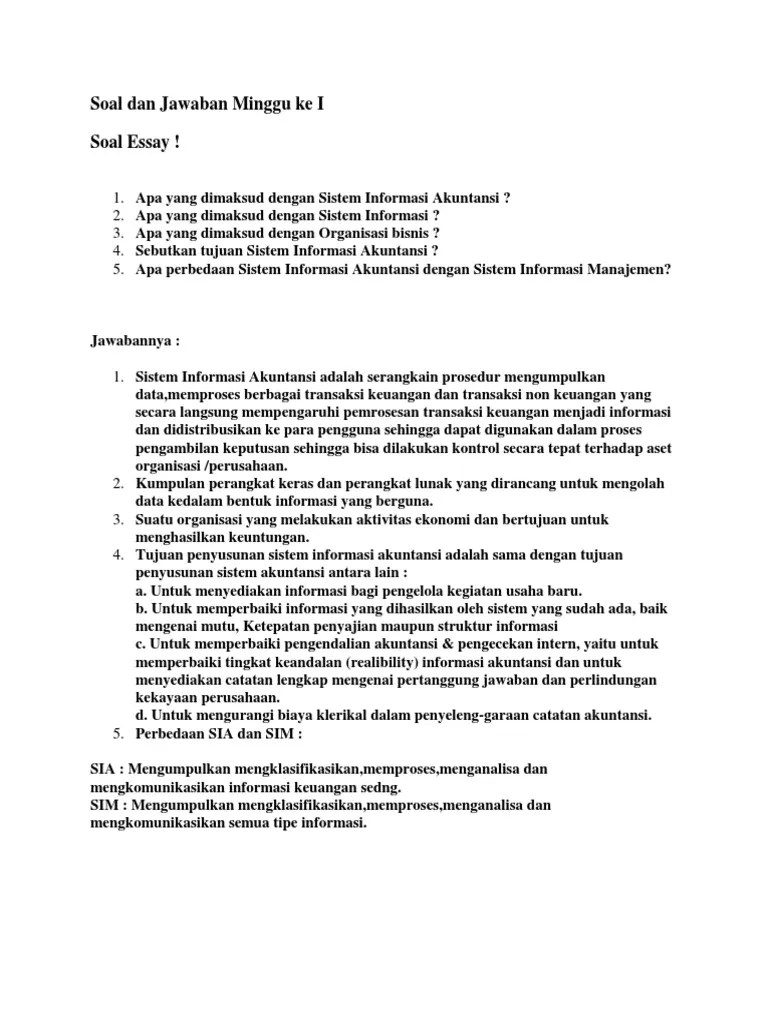 Soal Dan Jawaban Minggu Ke I | PDF
