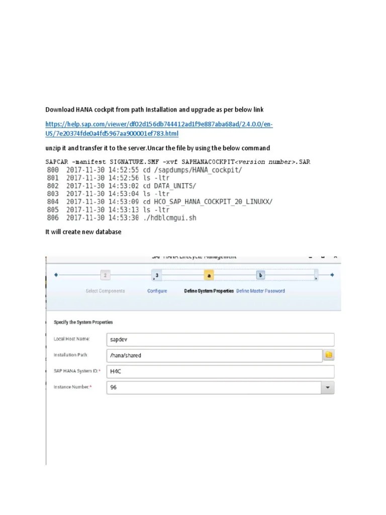 Installation of Hana Cockpit PDF
