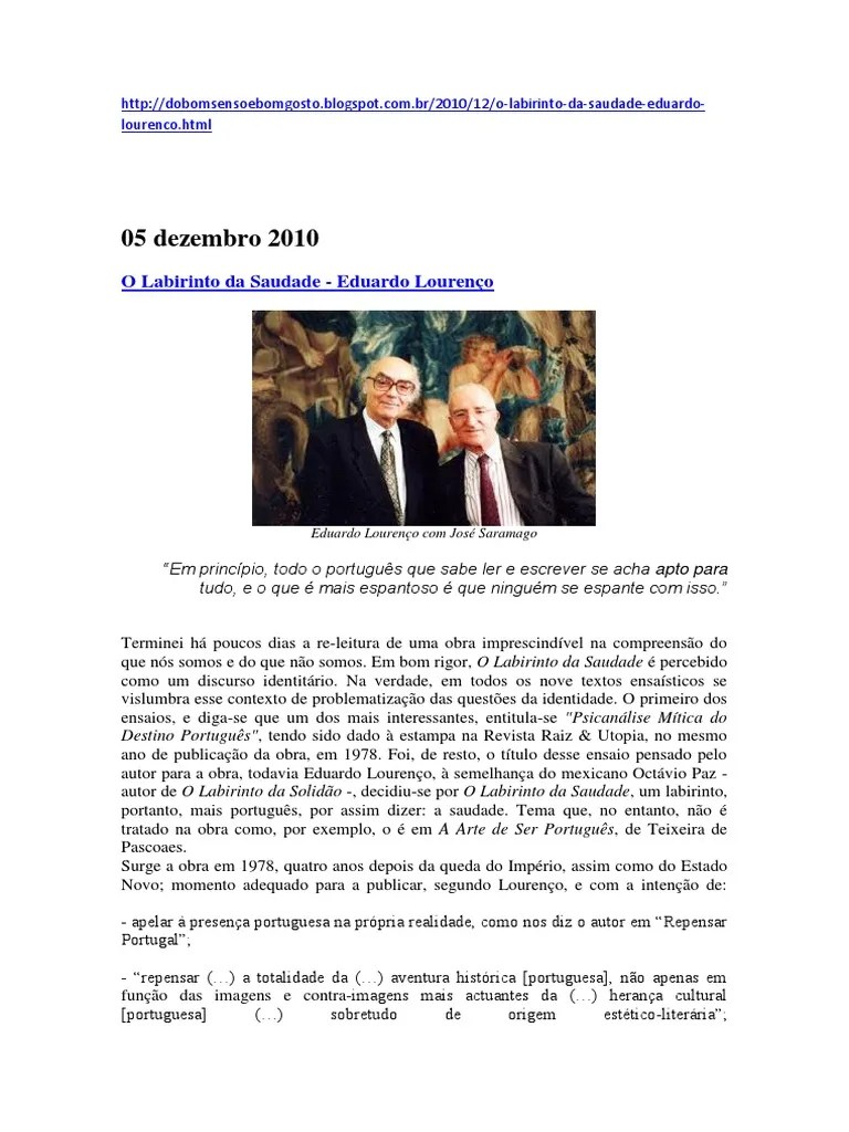 O Labirinto da Saudade Texto 1