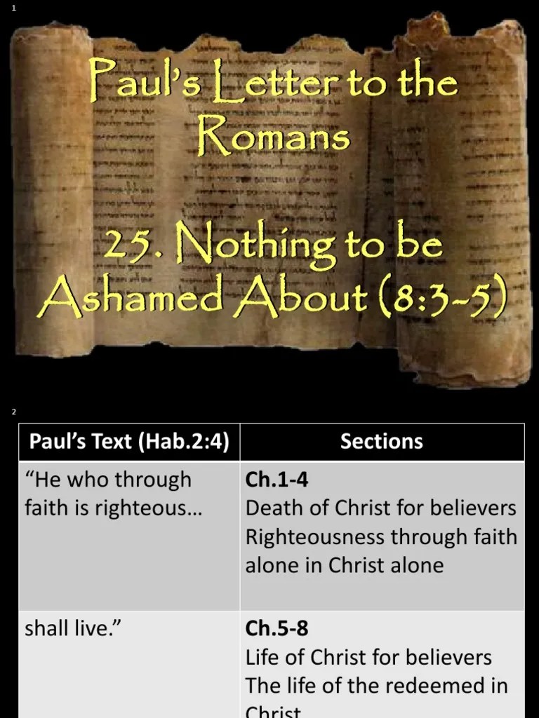 Paul's Letter To The Romans 25. Nothing To Be Ashamed About (835