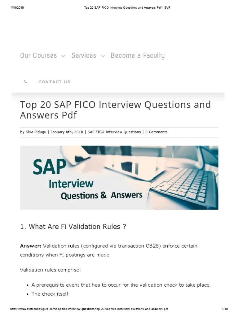 Top 20 SAP FICO Interview Questions and Answers PDF SVR Revenue