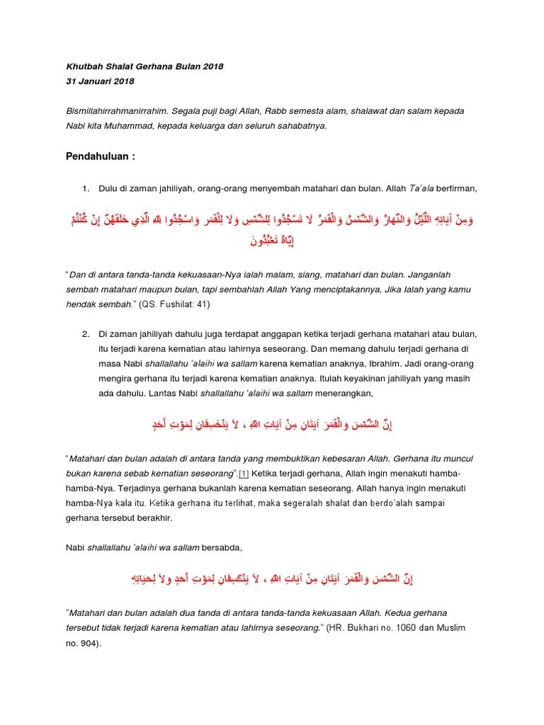 Khutbah Shalat Gerhana Bulan 2018
