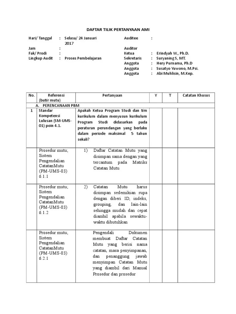 Daftar Tilik Pertanyaan Ami Ppepp
