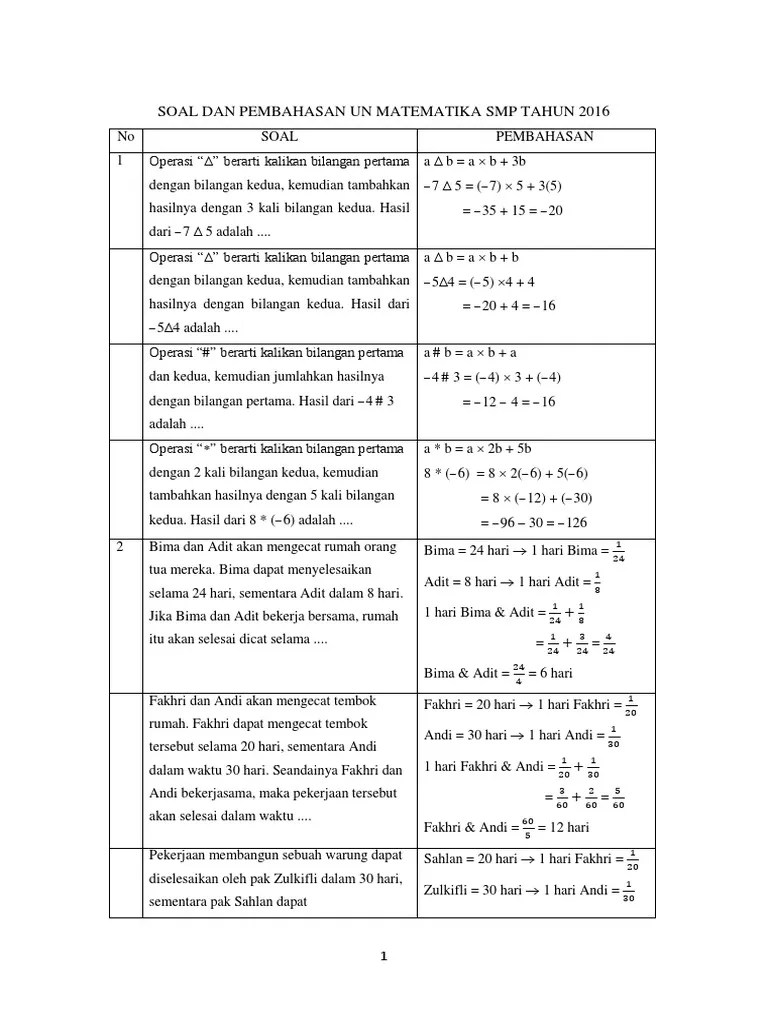 Soal Dan Pembahasan Un Matematika 2016 | PDF