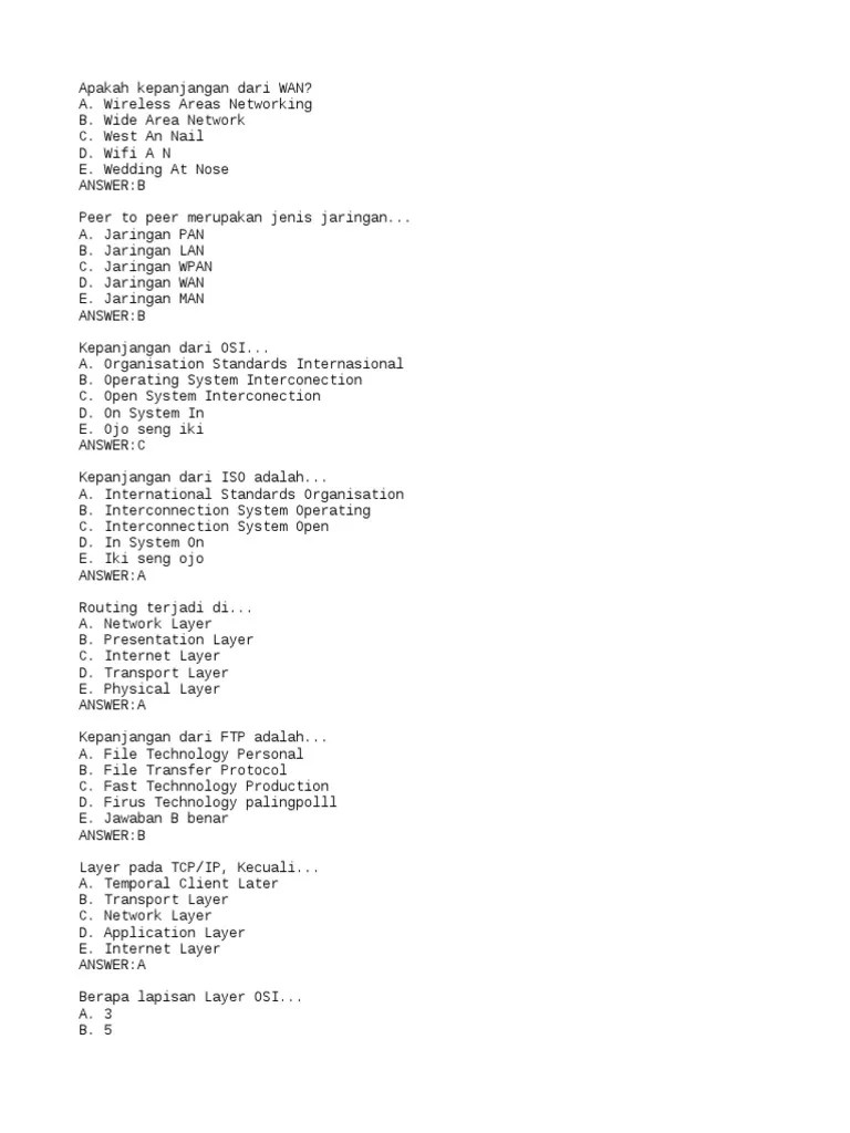 Soal Komputer Dan Jaringan X | PDF