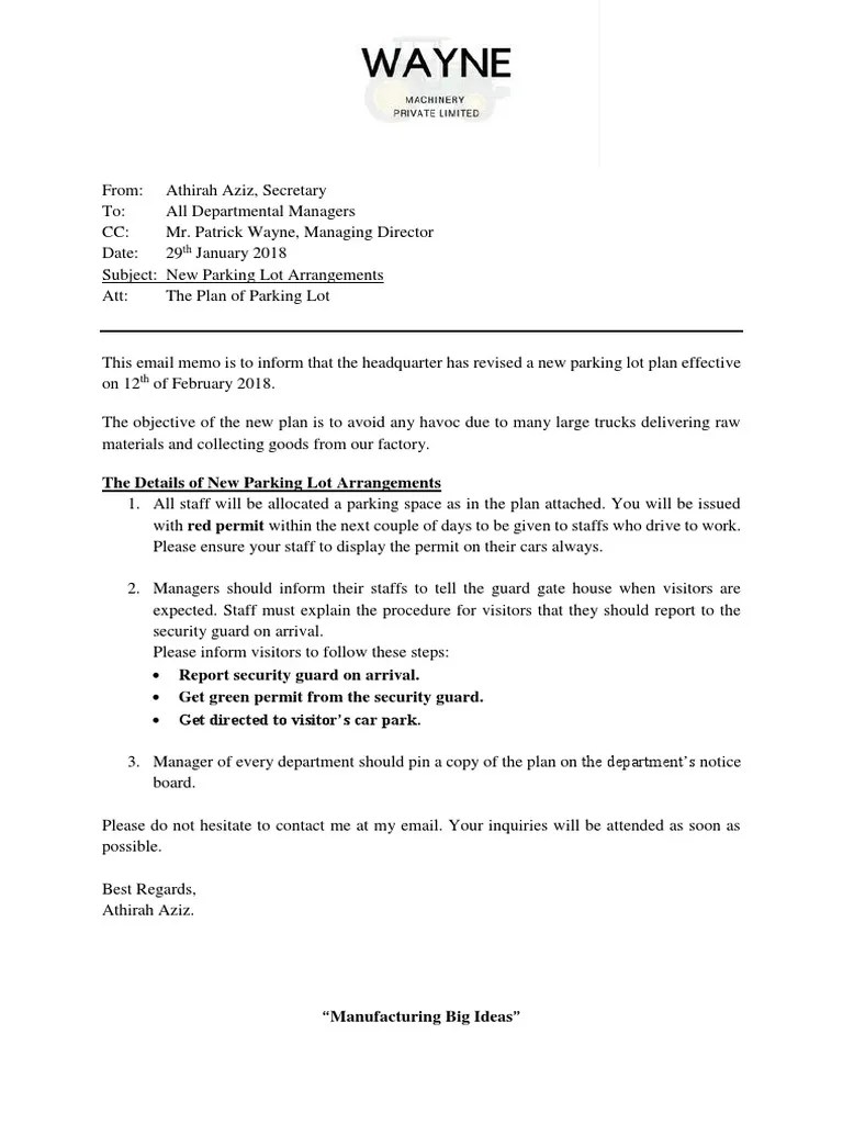 The Details of New Parking Lot Arrangements