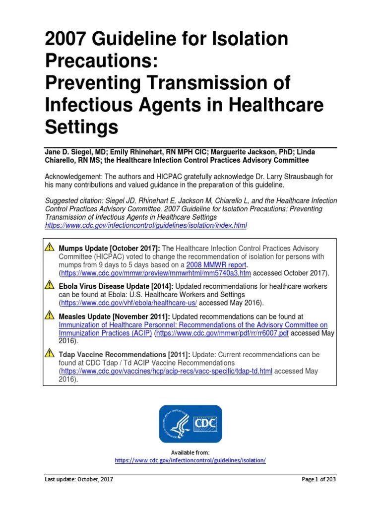 Isolation Guidelines Infection Control Transmission (Medicine)