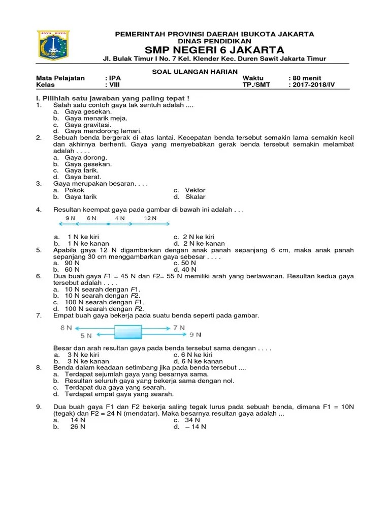 Soal Ipa Gaya-smp-kelas-Viii Utk Uh | PDF