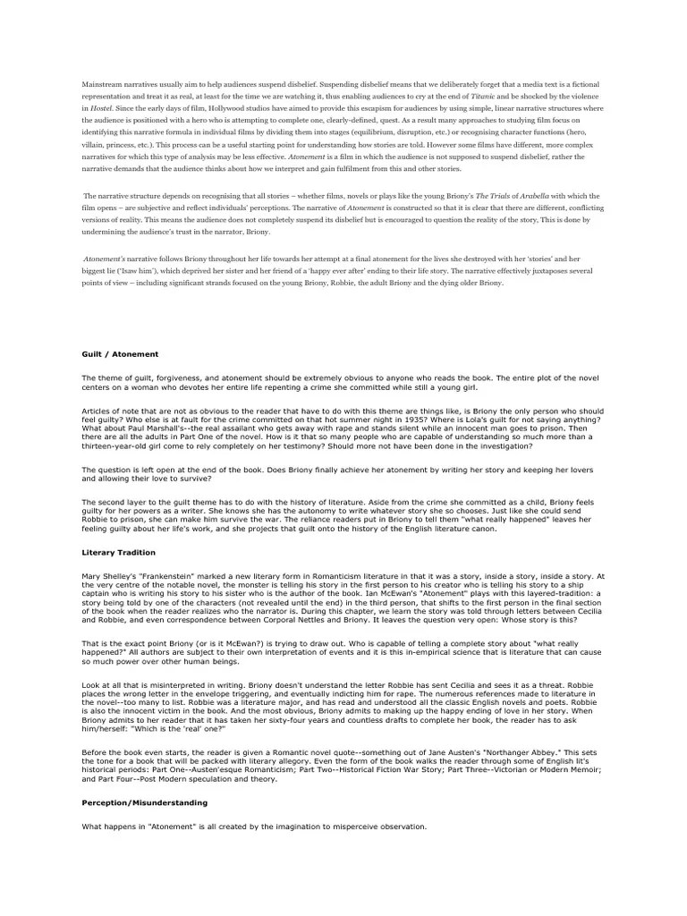 Atonement Narrative Fiction & Literature Free 30day