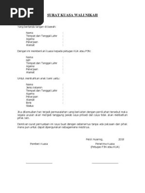 16 Contoh Surat Pernyataan Menikahkan Anak