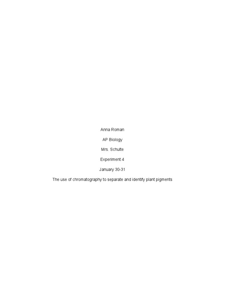 Spinach Chromatography Lab 1 PDF Chromatography Chlorophyll