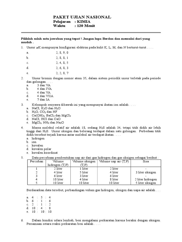 Soal Un Kimia Kls Xii Ipa (Lat 2)