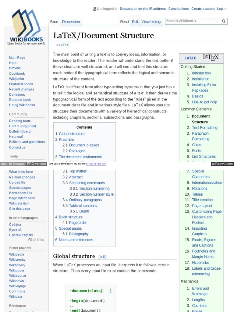 LaTeX Document Structure PDF Portable Document Format Html