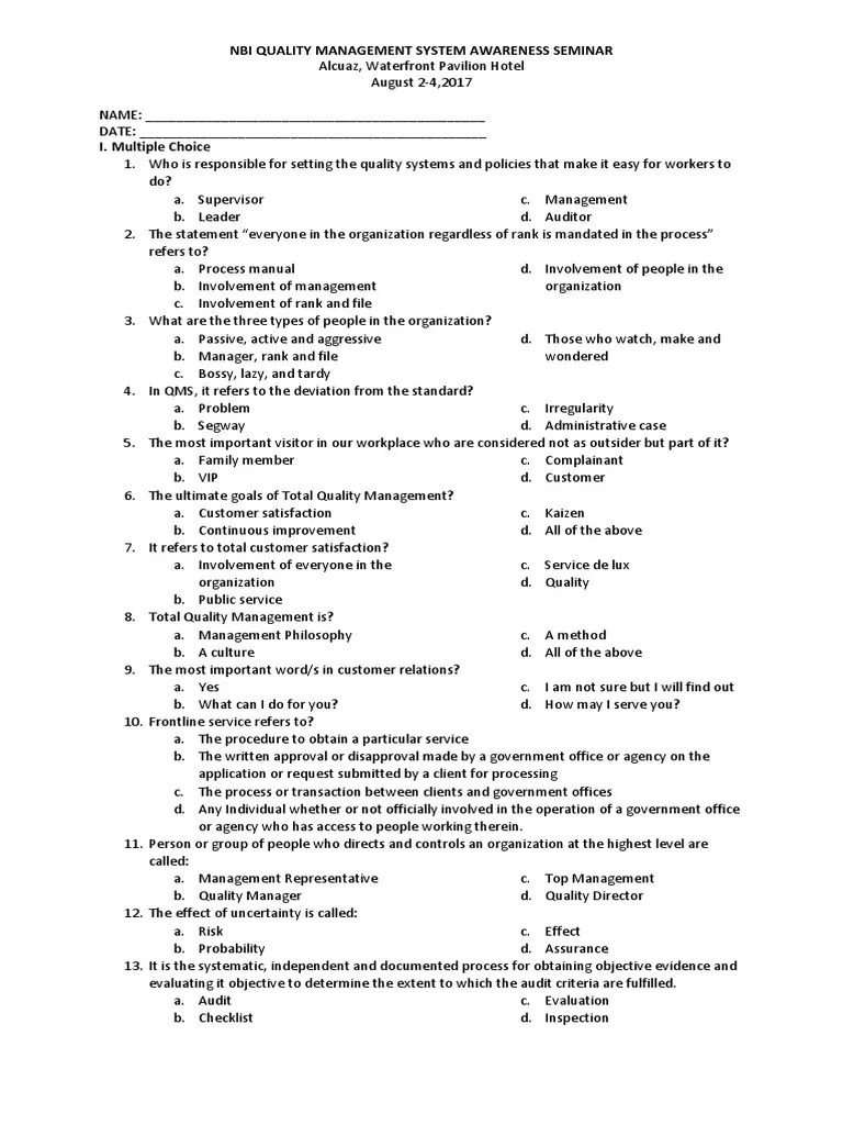 The Seven Most Important ISO 9001:2015 Audit Questions