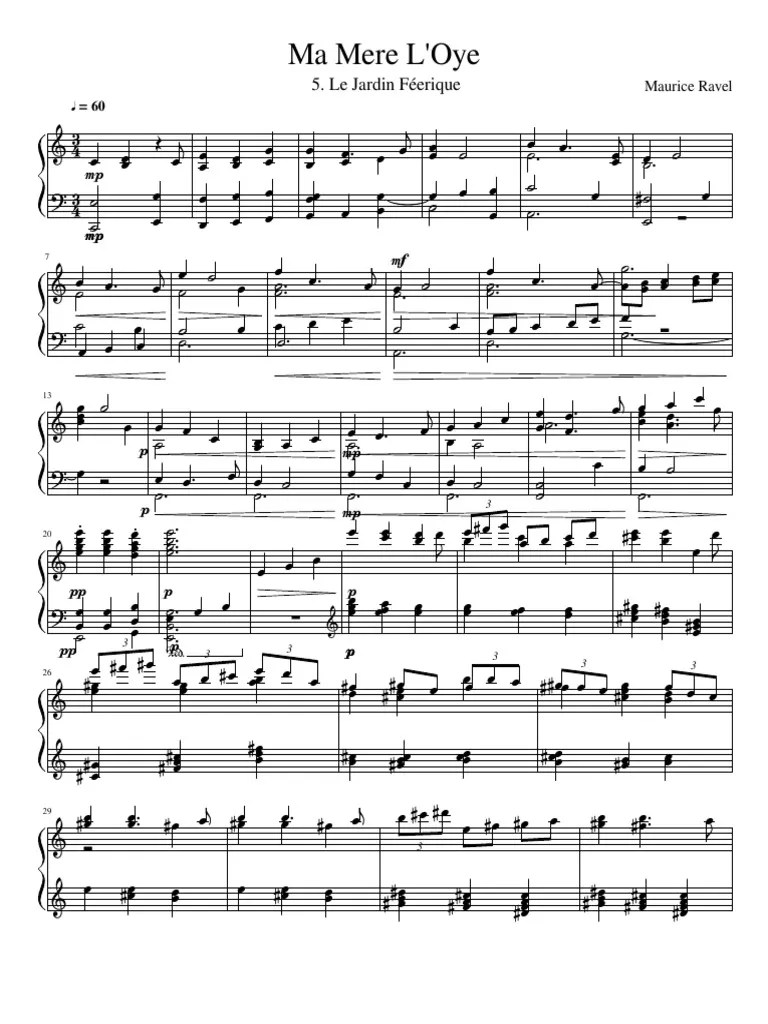 Ravel Le Jardin Feerique Fairy Garden For Piano 2 Hands Composers