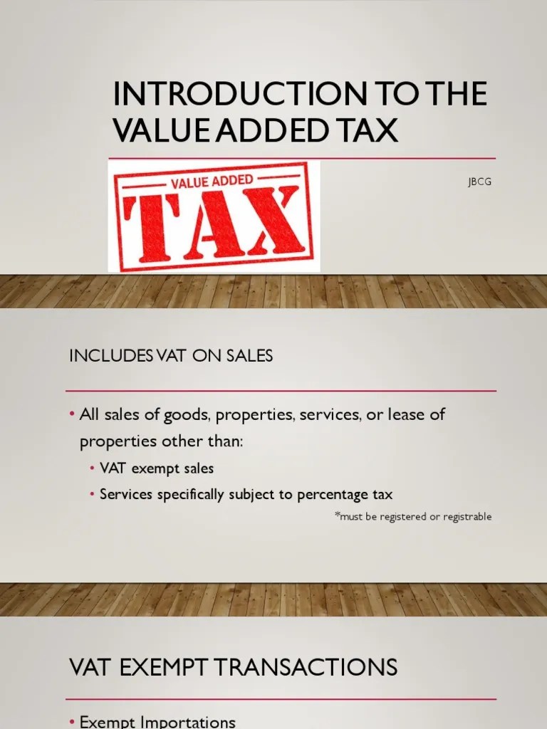 Chapter 6 Introduction To The Value Added Tax Value Added Tax Taxpayer