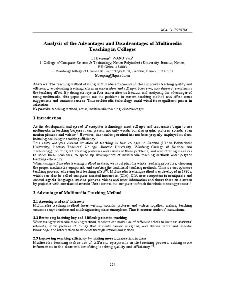 Analysis of The Advantages and Disadvantages of Multimedia Teaching in