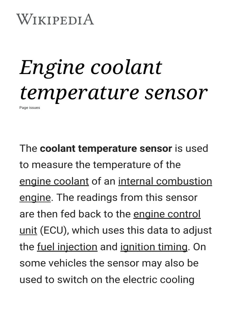 Engine Coolant Temperature Sensor Wikipedia PDF