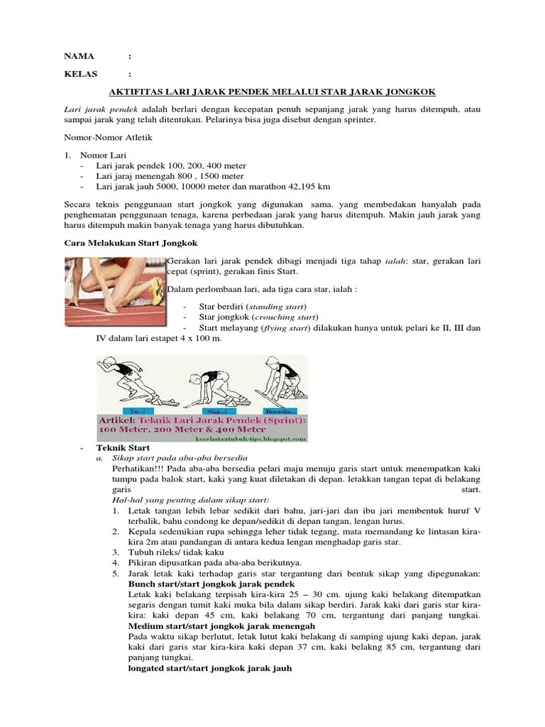 Sebutkan Nomor Lari Jarak Pendek