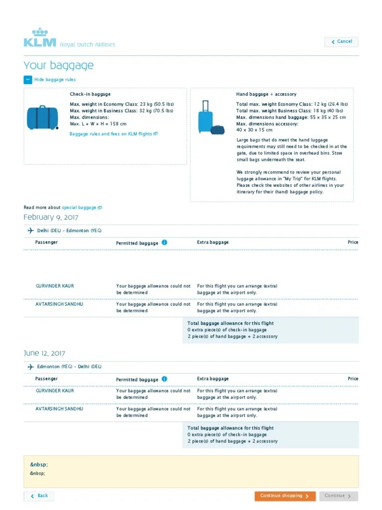 KLM Baggage PDF Baggage Transport