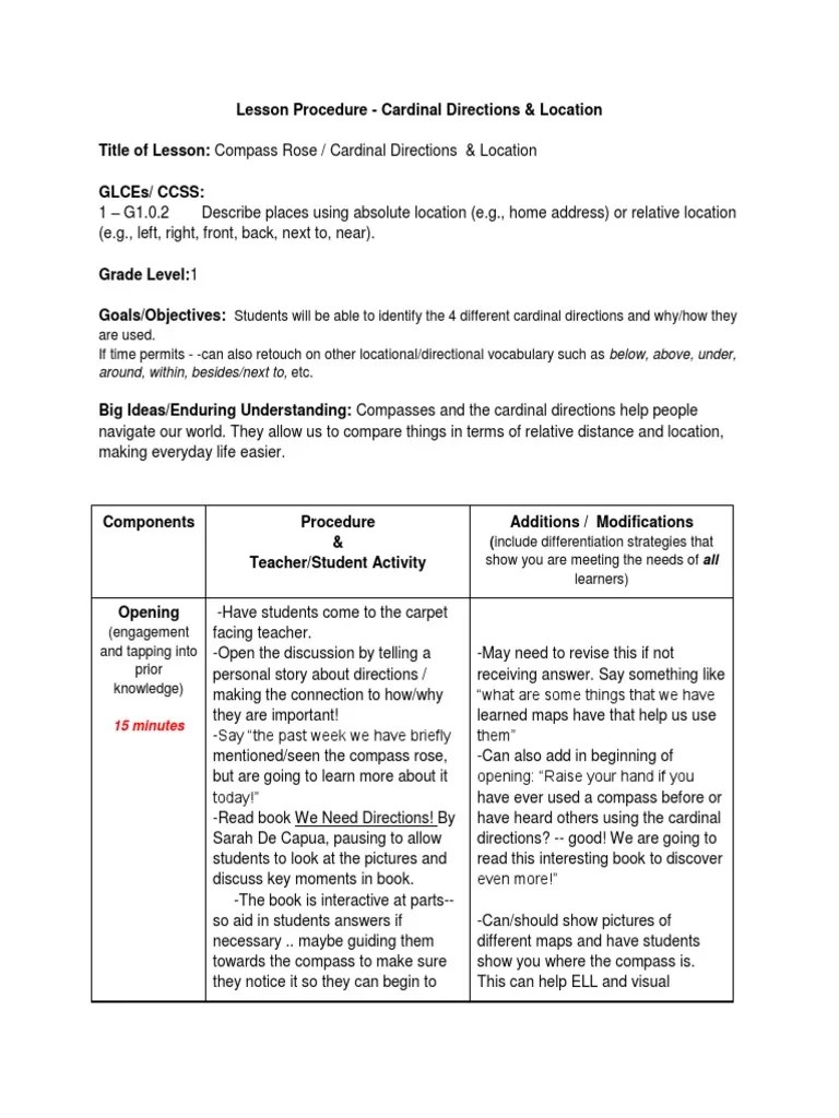 Compass Lesson Plan PDF Lesson Plan Learning